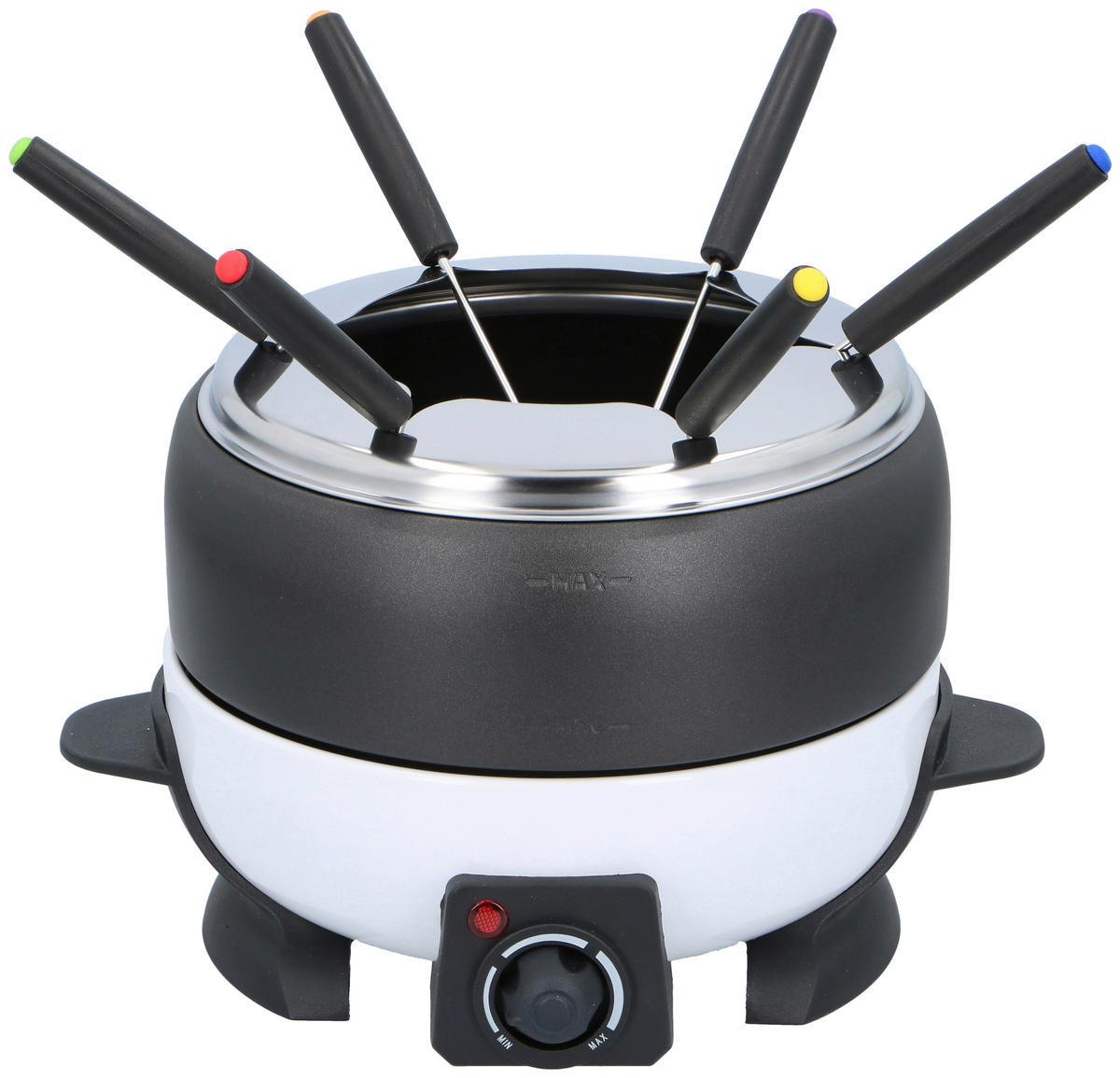 Fondue-Set weiß Alu Edelstahl Fondueset_6_Personen - weiß/schwarz (800ml)