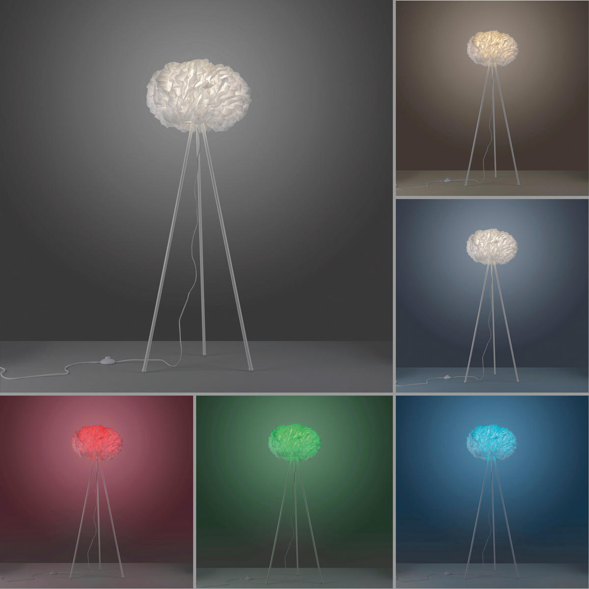 Just Light Smarte Stehleuchte PN11212-16 Naomi weiß Eisen Kunststoff Stoff H/D: ca. 140x47 cm E27 1 Brennstellen Naomi - weiß (47,00/140,00cm) - Just Light