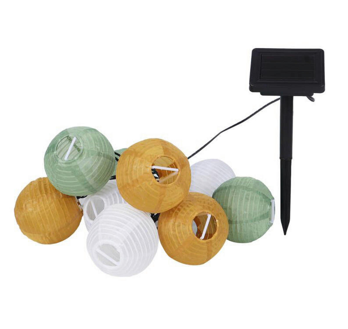 Solarlichterkette pastell Kunststoff Polyester L: ca. 380 cm Solar-Lichterkette_Lampion pastell - pastell (380,00cm) - POCOline