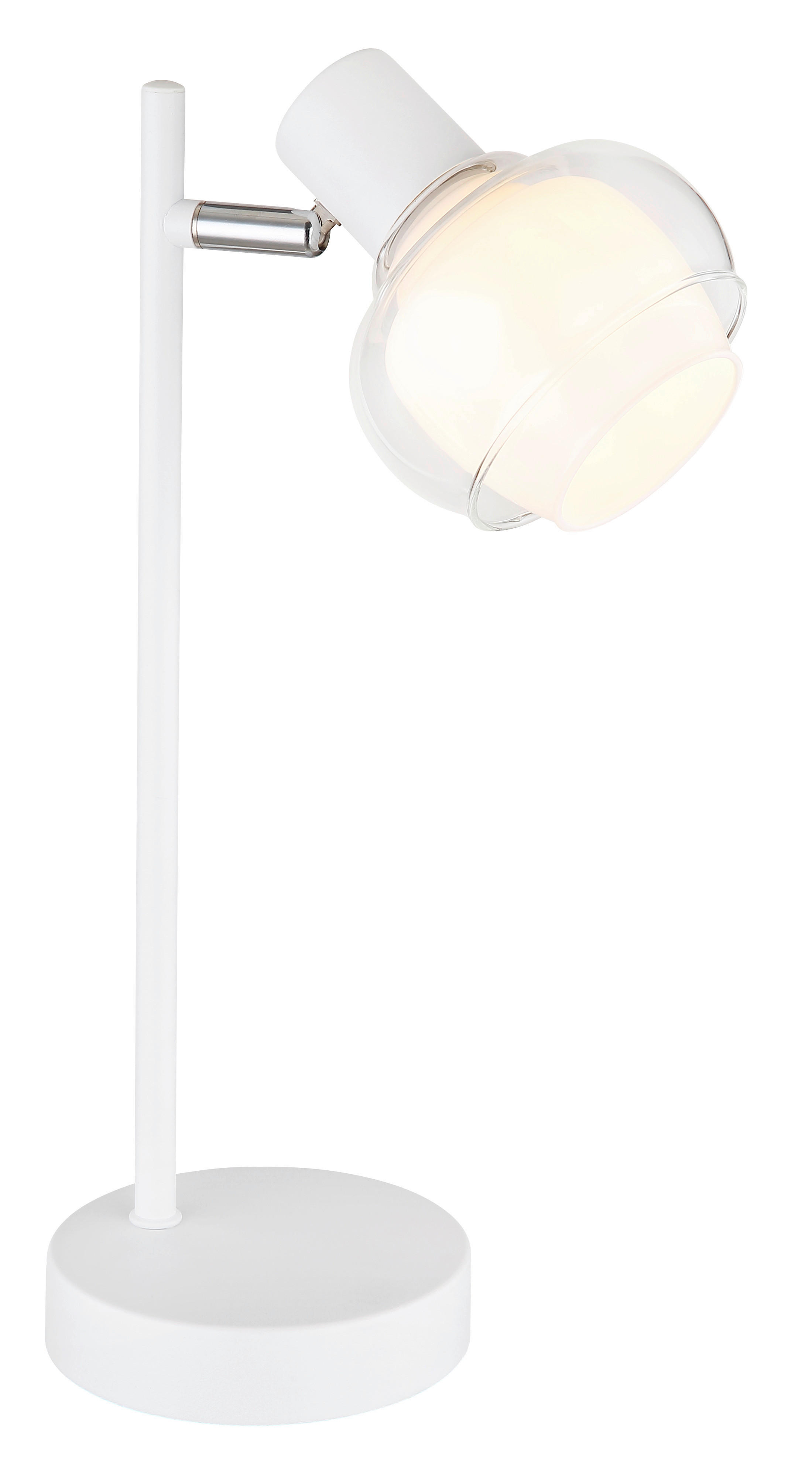 GLOBO Tischleuchte klar weiß Metall Glas B/H/T: ca. 12x35x14,5 cm E14 1 Brennstellen TOKKI - klar/weiß (12,00/35,00/14,50cm) - GLOBO