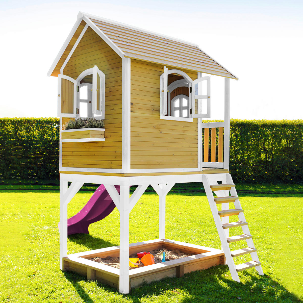 AXI Spielhaus Sarah braun B/H/L: ca. 370x291x191 cm Sarah - braun/lila (191,00/370,00/291,00cm) - AXI