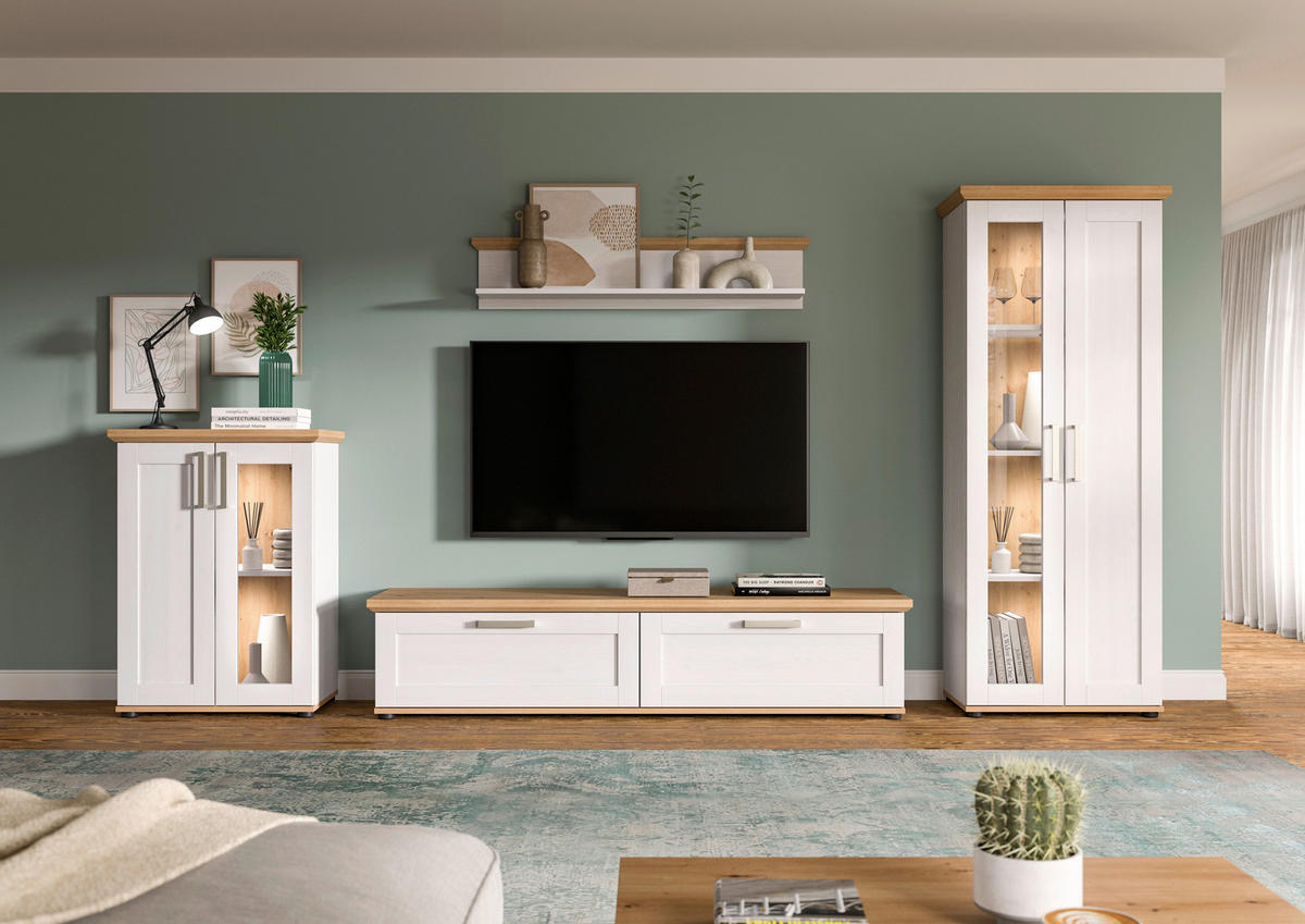 Wohnwand VERONA Lärche Nachbildung Eiche Nachbildung B/H/T: ca. 336x161x40 cm VERONA - Eiche/Lärche (336,00/161,00/40,00cm) - xonox.home
