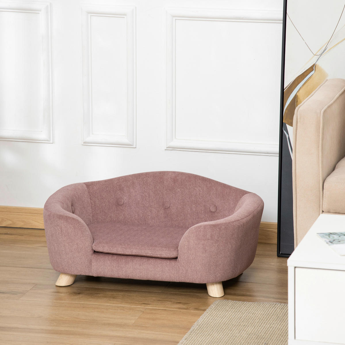 PawHut Hundebett rosa Polyester B/H/L: ca. 47x30x70 cm Hundebett - rosa (70,00/47,00/30,00cm) - PawHut
