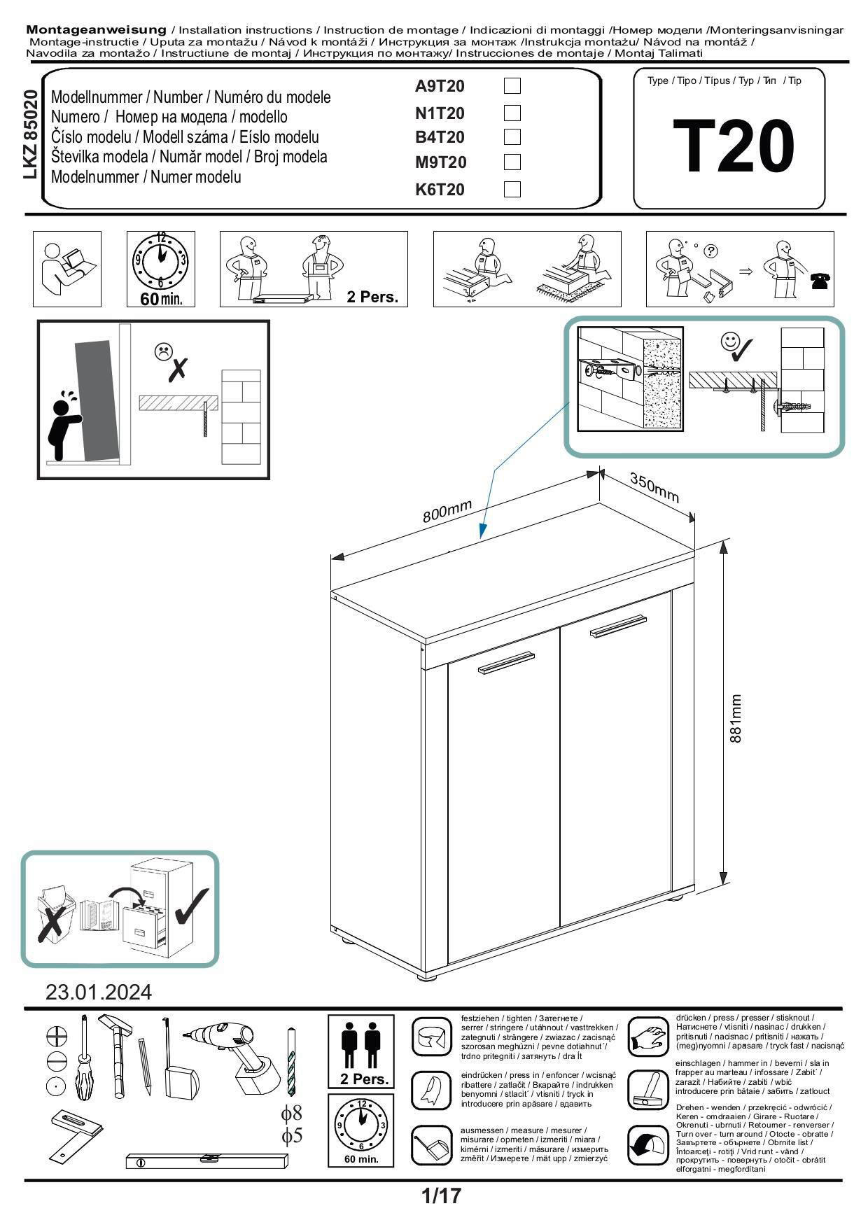 Thumbnail - Highboard Jam weiß B/H/T: ca. 80x88x35 cm