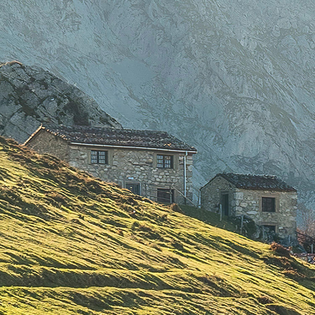 Komar Fototapete Picos de Europe Alm B/L: ca. 450x280 cm Picos de Europe Alm - (450,00/280,00cm) - Komar