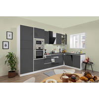 Respekta Küchenblock Premium grau hochglänzend B/H/T: ca. 345x220,5x172 cm Premium - weiß/granit (345,00/220,50/172,00cm) - Respekta