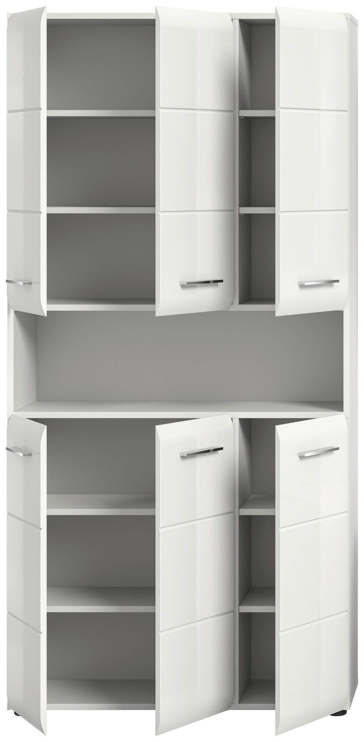 Mehrzweckschrank Ice weiß weiß Hochglanz B/H/T: ca. 90x185x30 cm Ice - weiß (90,00/185,00/30,00cm) - xonox.home