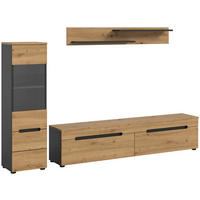 Wohnwand Canu basaltgrau Nachbildung Artisan Oak Nachbildung B/H/T: ca. 221x141x33 cm Canu - basaltgrau (221,00/141,00/33,00cm) - xonox.home