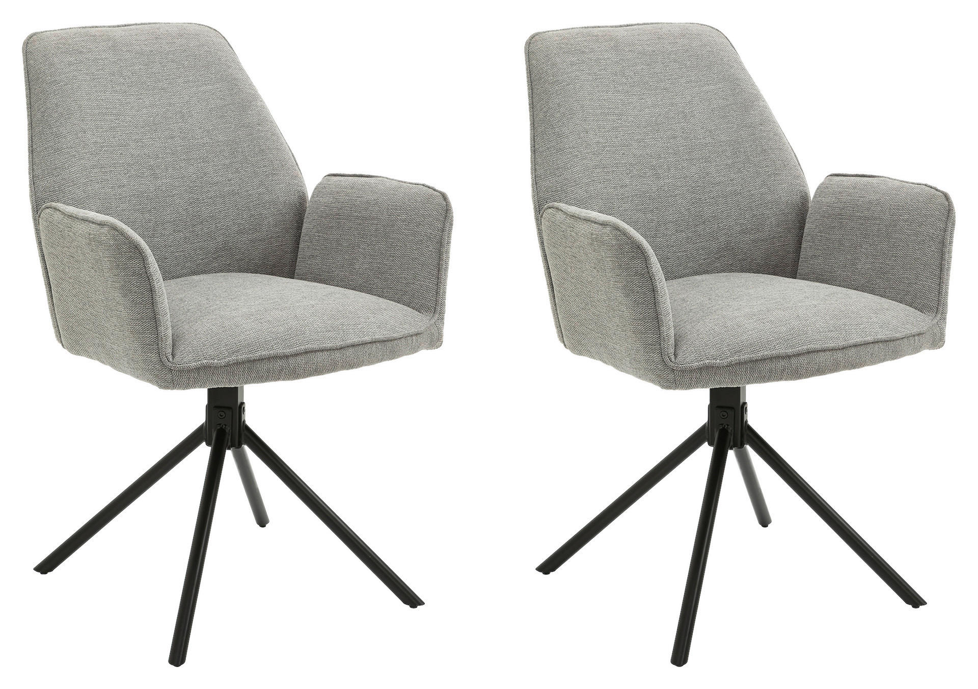 Stuhl BLAIR 2er-Set hellgrau schwarz Webstoff Metall B/H/T: ca. 57x89x61 cm BLAIR 2er-Set - hellgrau/schwarz (57,00/89,00/61,00cm) - byLIVING