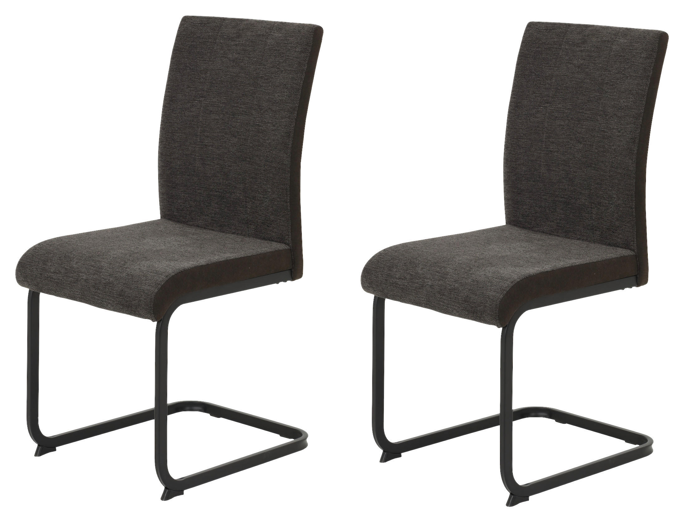Stuhl 2er Set LINN grau schwarz Webstoff Metall B/H/T: ca. 43x92x52 cm 2er Set LINN - schwarz/grau (43,00/92,00/52,00cm) - Hela