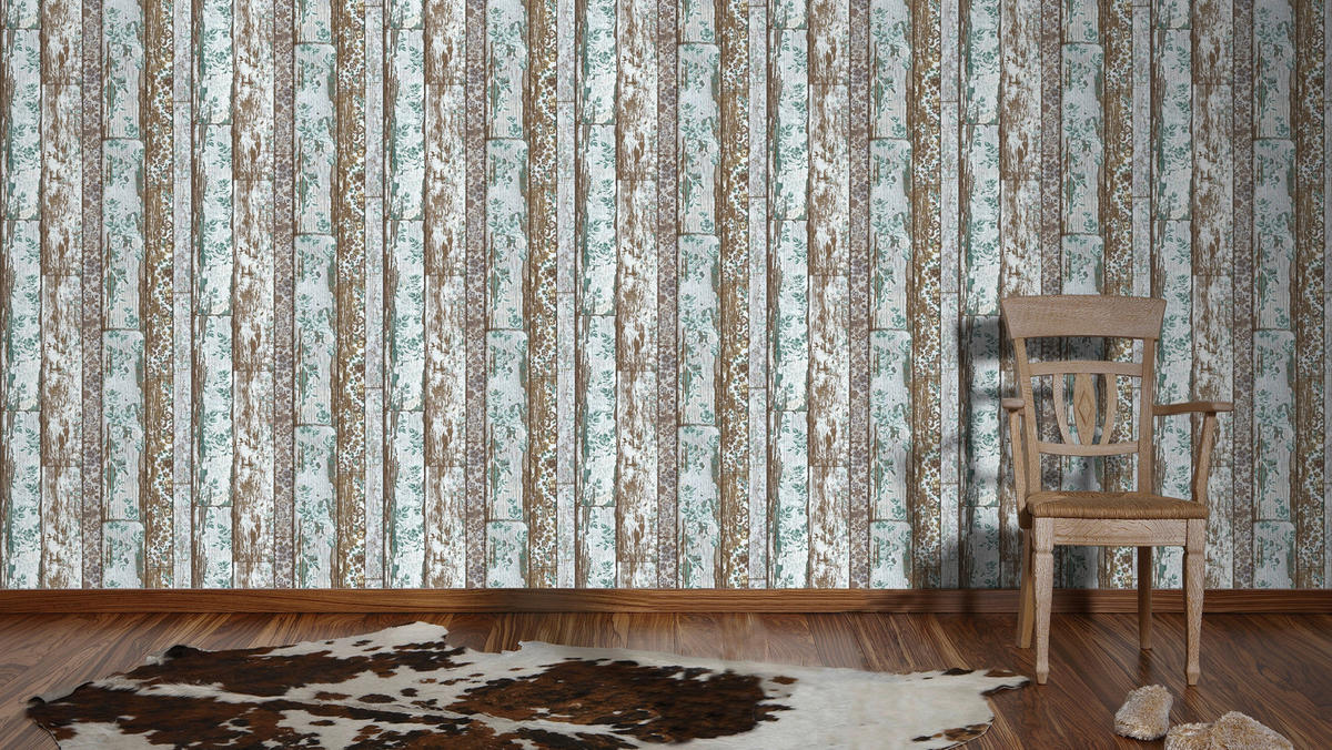 Vliestapete Holzoptik hellblau braun B/L: ca. 53x1005 cm Vliestapete_36119-3_Neue_Bude - hellblau/braun (53,00/1005,00cm)