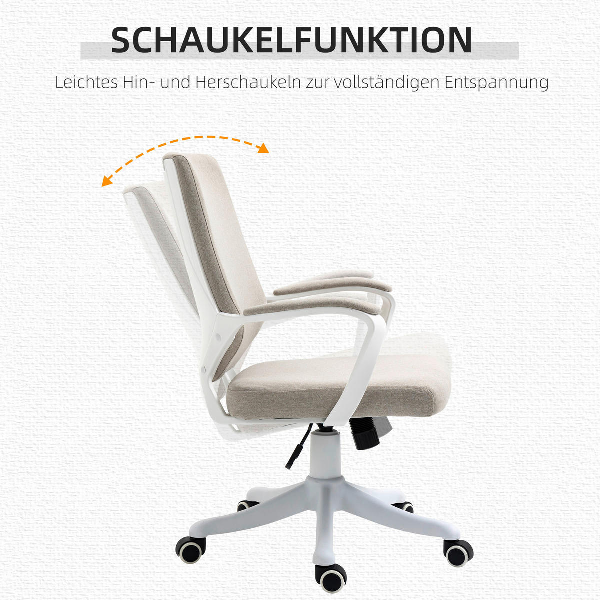 Drehstuhl 921-536BG beige weiß 921-536BG - beige/weiß (62,00/92,00/69,00cm) - Vinsetto