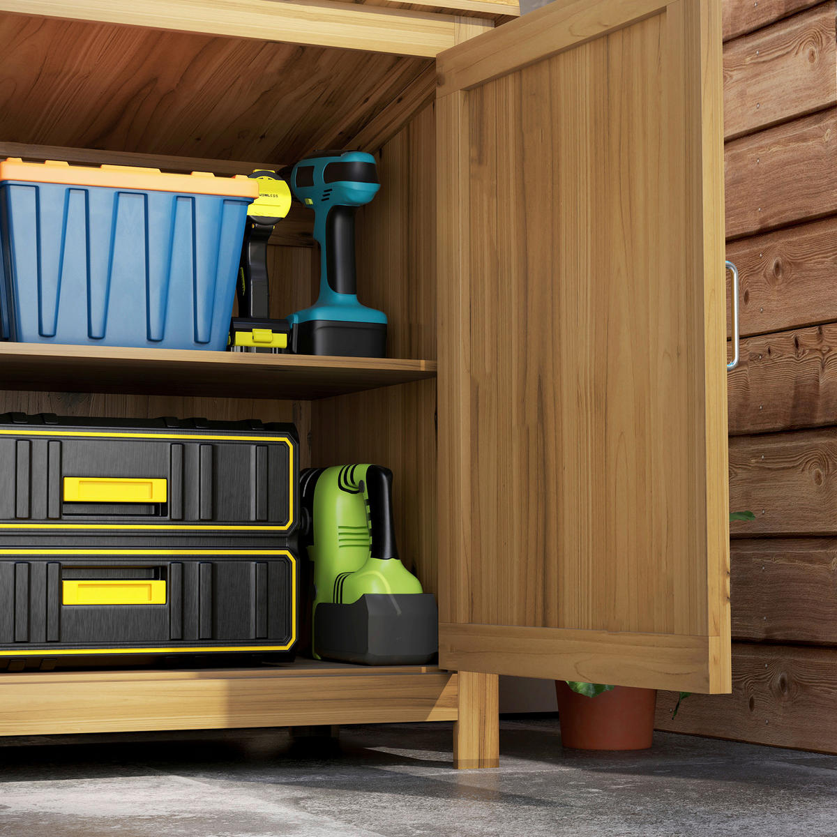 Outsunny Gartenschrank braun Holz B/H/L: ca. 50x85x110 cm Gartenschrank - braun (110,00/50,00/85,00cm) - Outsunny