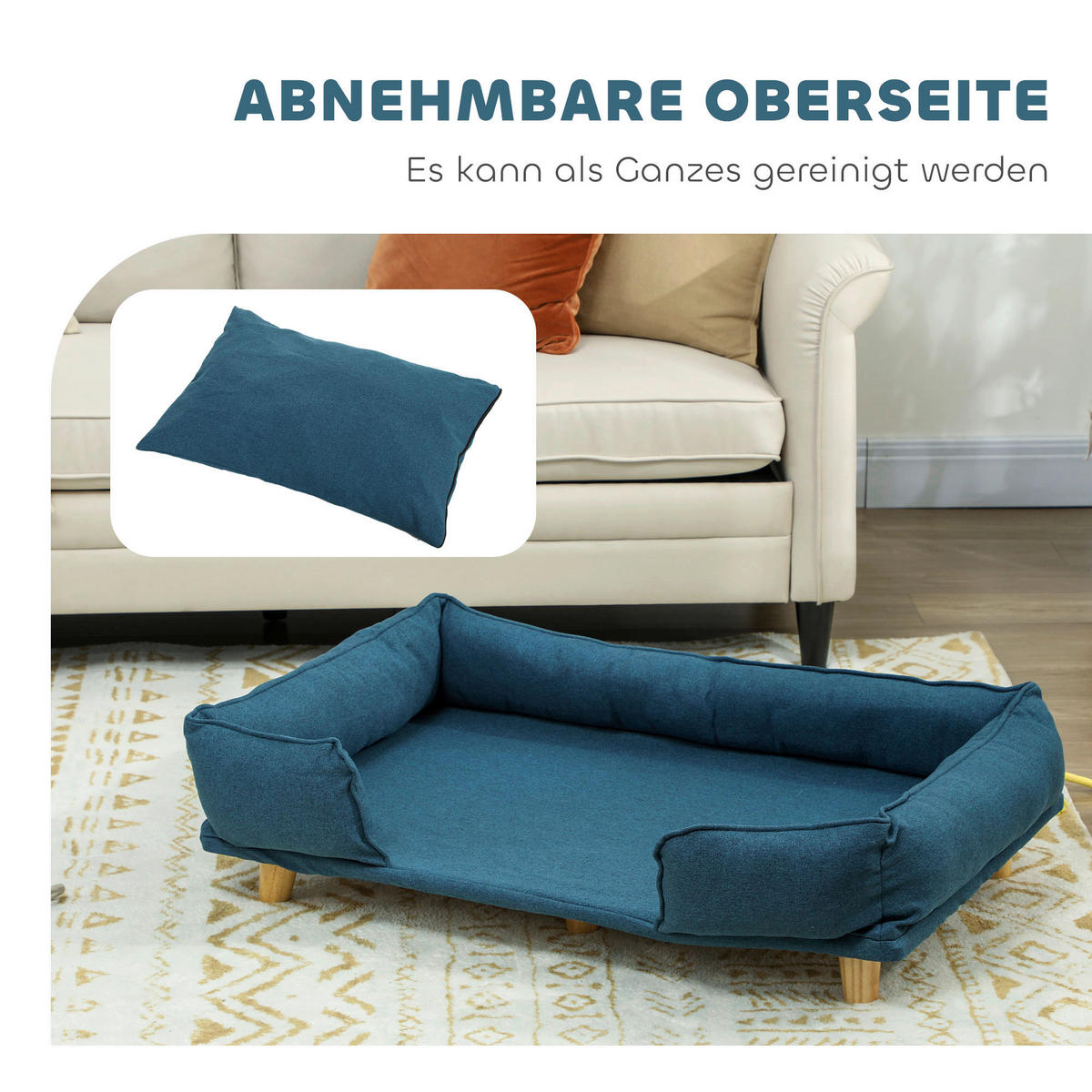 PawHut Hundesofa blau MDF B/H/L: ca. 66x24x96 cm Hundesofa - blau (96,00/66,00/24,00cm) - PawHut