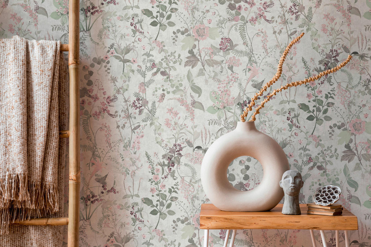 A.S.Création Vliestapete lila grün weiß B/H/D: ca. 53x1005x8,5 cm Vliestapete - lila/weiß (8,50/1005,00cm) - A.S.Creation