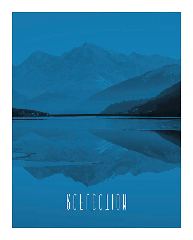 Komar Poster Word Lake Reflection Blue Natur B/L: ca. 40x50 cm günstig online kaufen