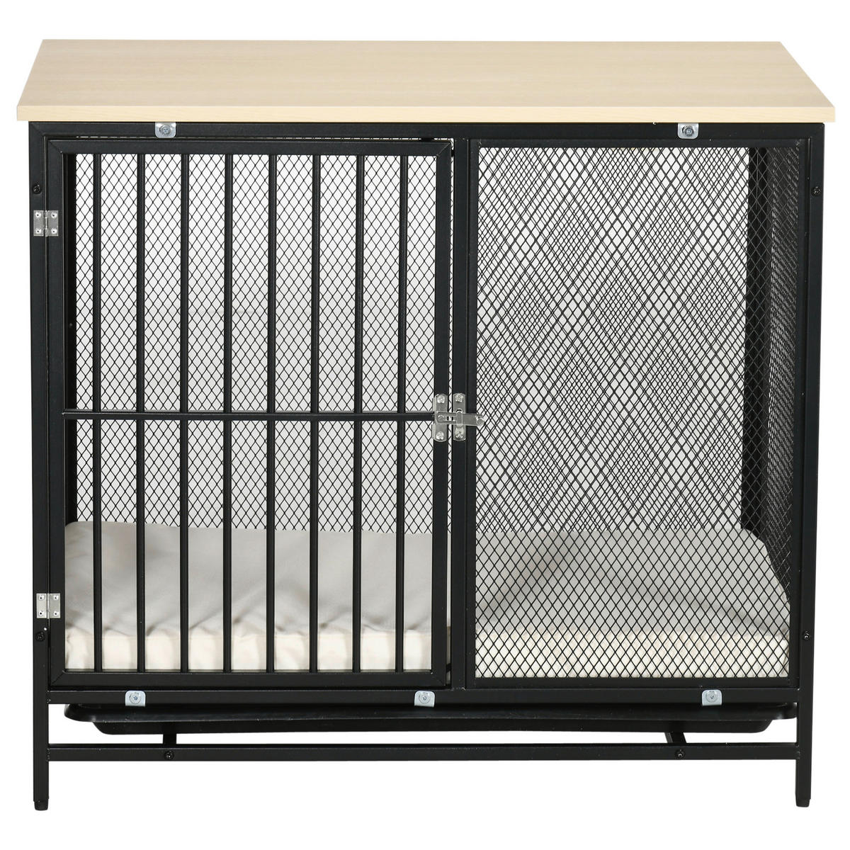PawHut Hundekäfig Eiche PVC B/H/L: ca. 55x71x80 cm Hundekäfig - Eiche/schwarz (80,00/55,00/71,00cm) - PawHut