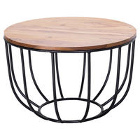 Couchtisch natur schwarz lackiert B/H/T: ca. 60x39x60 cm Couchtisch - natur/schwarz (60,00/39,00/60,00cm) - Wohnling