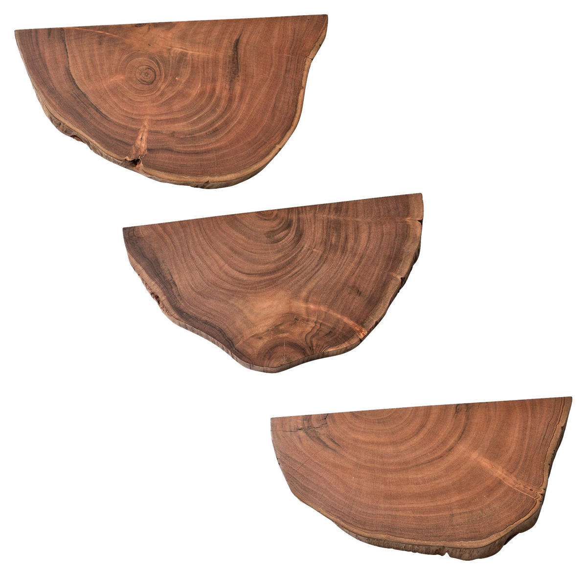Wandregal 3er.-Set. Akazie Nachbildung B/H/T: ca. 47x4x25 cm 3er.-Set. - (47,00/4,00/25,00cm) - Wohnling