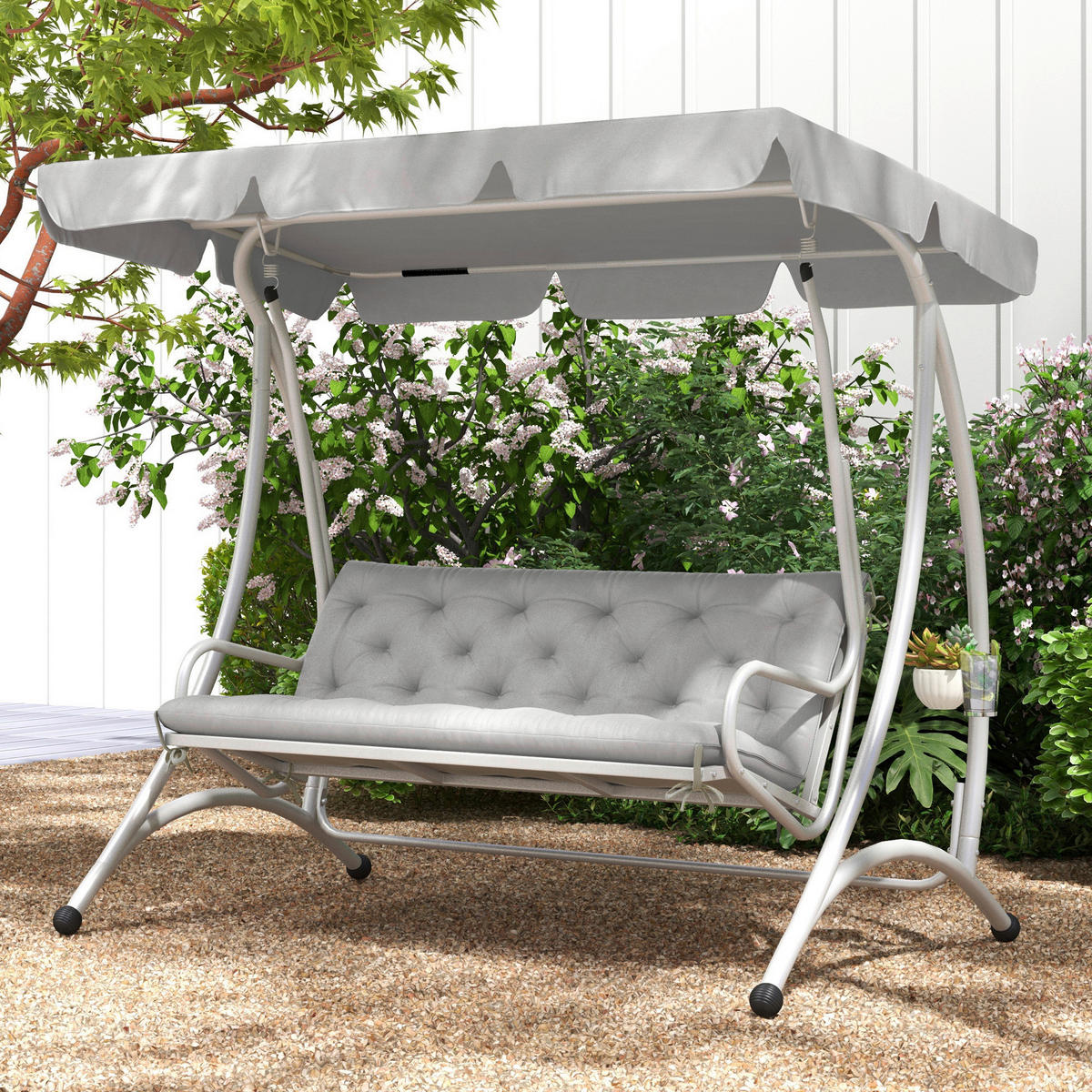 Outsunny Bankauflage hellgrau Schaumstoff B/H/L: ca. 98x8x150 cm Bankauflage - hellgrau (150,00/98,00/8,00cm) - Outsunny