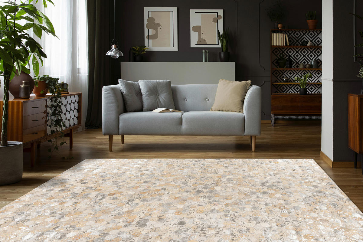 Padiro Flachflorteppich Lavin 1025 silber B/H/L: ca. 80x0,8x150 cm Lavin 1025 - silber (150,00/80,00/0,80cm) - Padiro