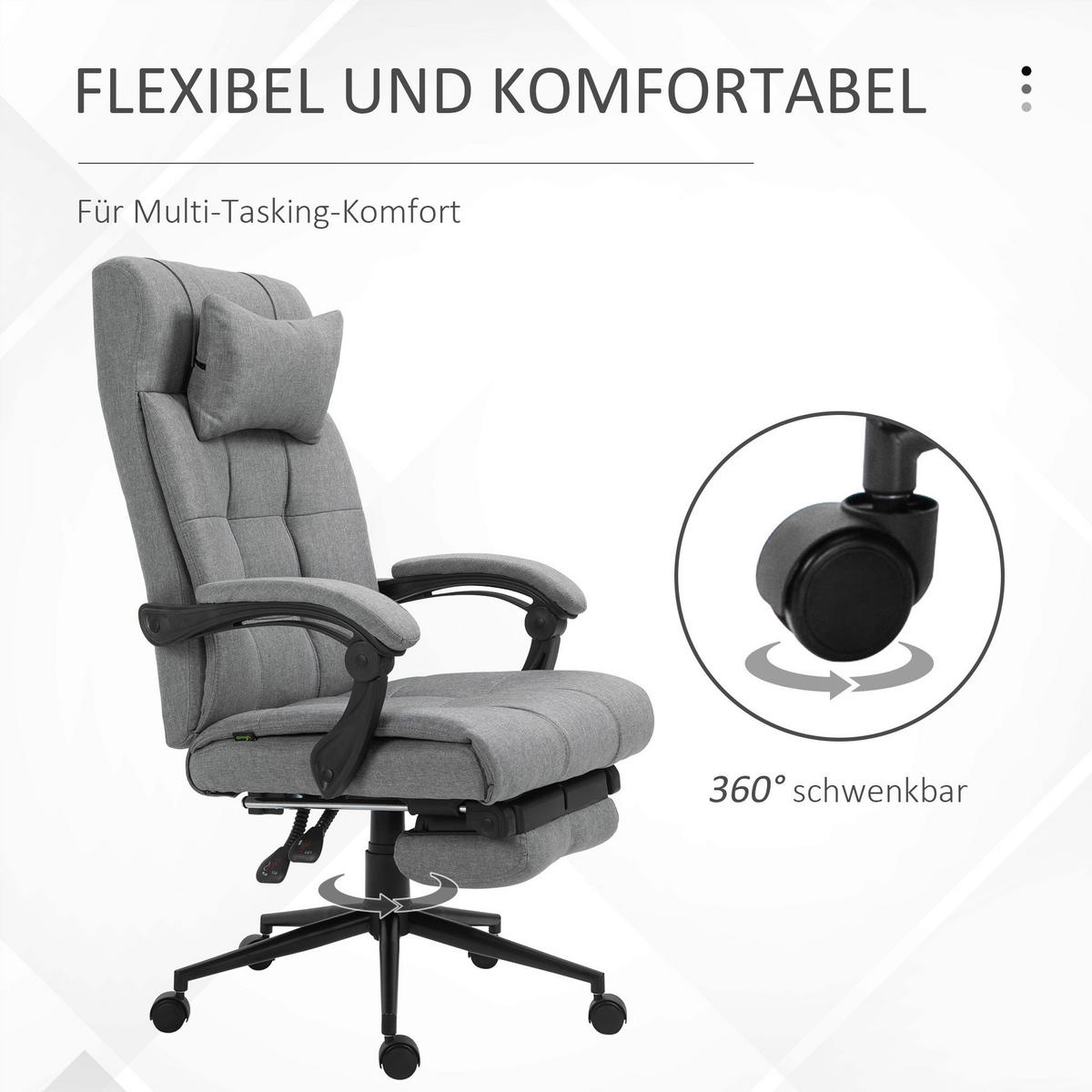 Drehstuhl 921-282GY hellgrau 921-282GY - hellgrau (66,00/116,00/70,00cm) - Vinsetto