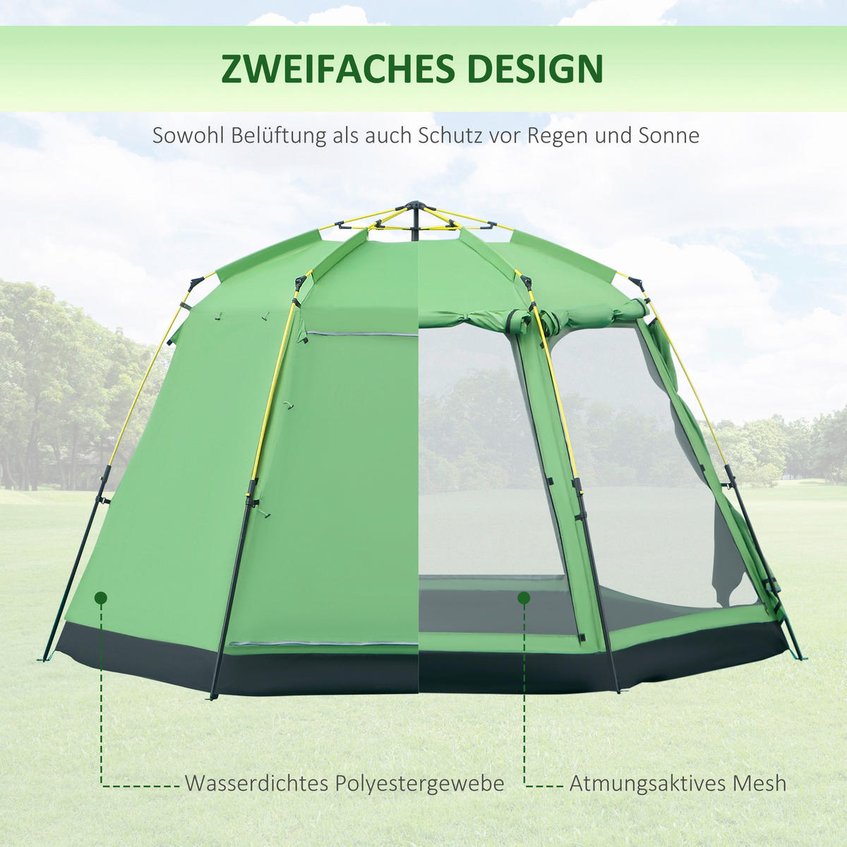 Outsunny Campingzelt B/H/L: ca. 320x180x320 cm Campingzelt - grün (320,00/320,00/180,00cm) - Outsunny