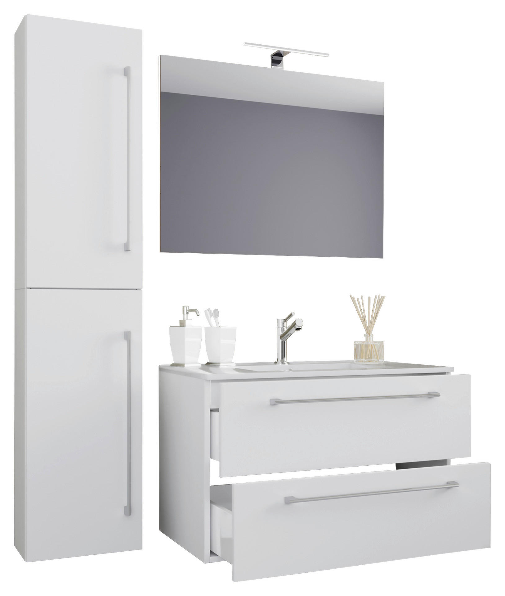 Waschplatz 4tlg-Badinos weiß B/H/T: ca. 81x52x46 cm 4tlg-Badinos - weiß (81,00/52,00/46,00cm) - VCM Möbel