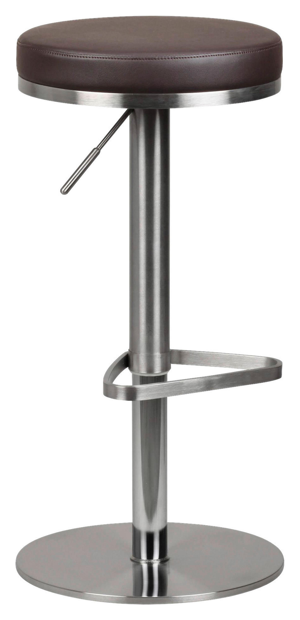 Barhocker dunkelbraun Edelstahl Kunstleder Edelstahl Edelstahl Barhocker - dunkelbraun/Edelstahl - Wohnling