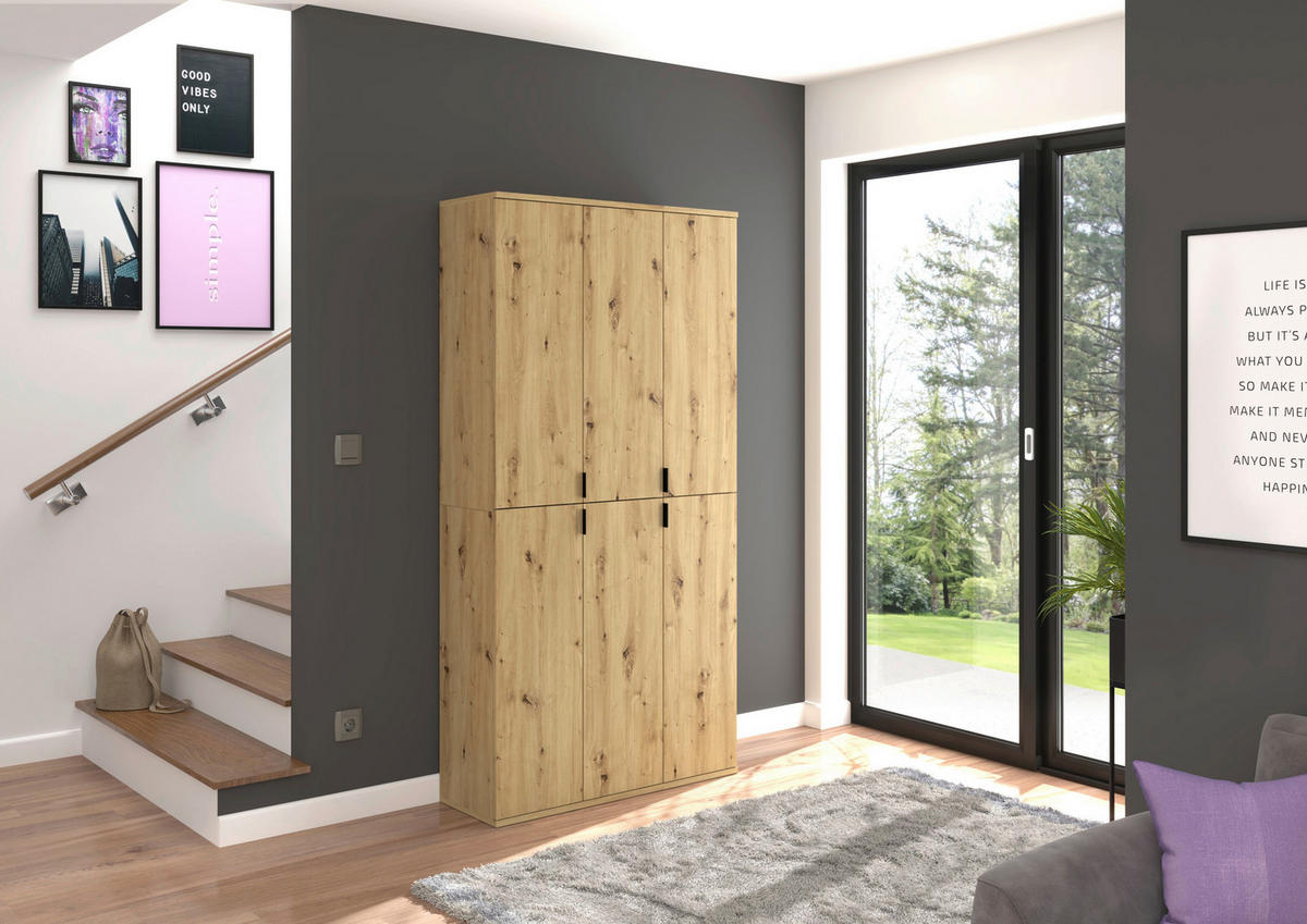 Badhochschrank PROJEKT Eiche Artisan Nachbildung B/H/T: ca. 61x193x34 cm PROJEKT - Eiche (61,00/193,00/34,00cm) - xonox.home