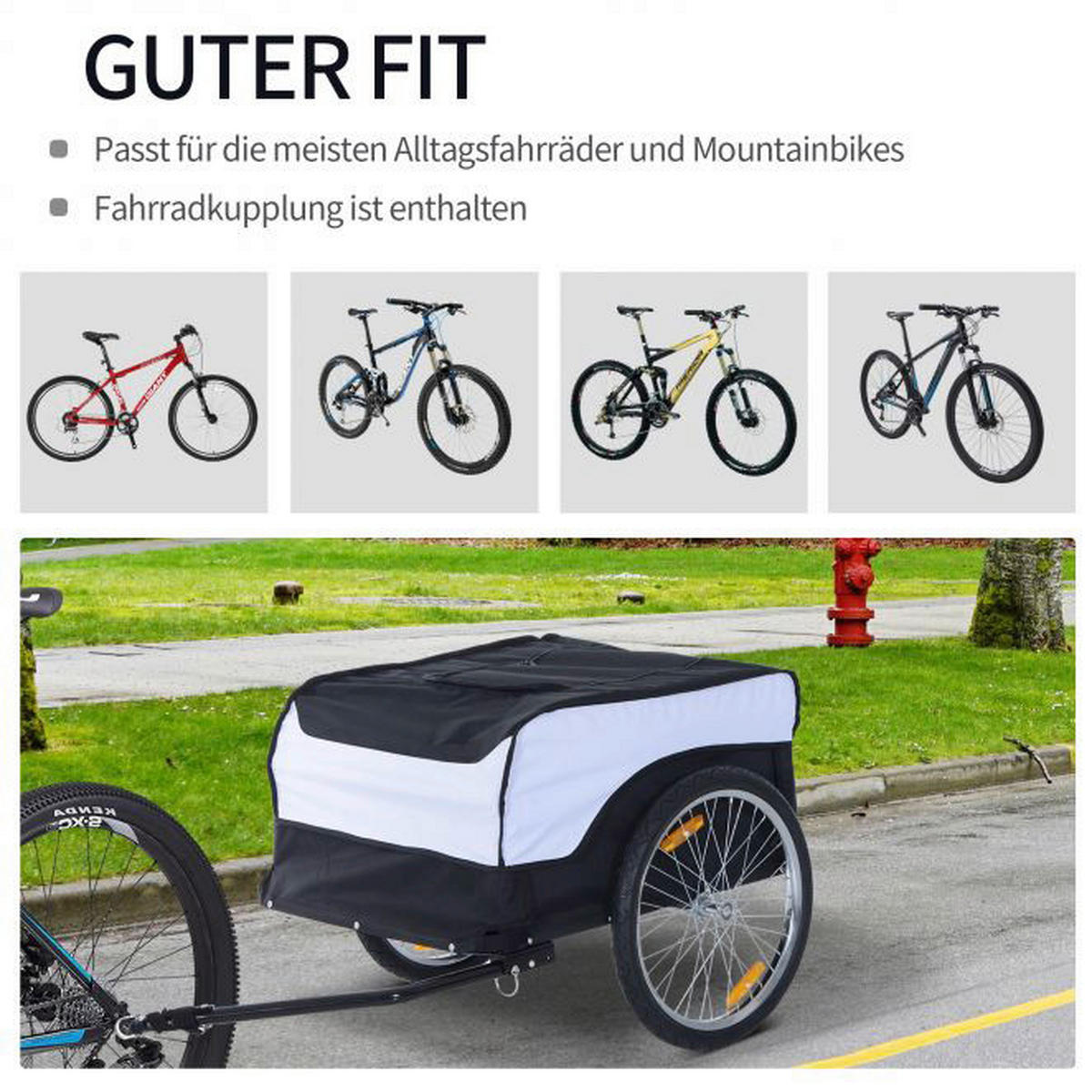 HOMCOM Transportanhänger fürs Fahrrad Transportanhänger B71-004 - HOMCOM