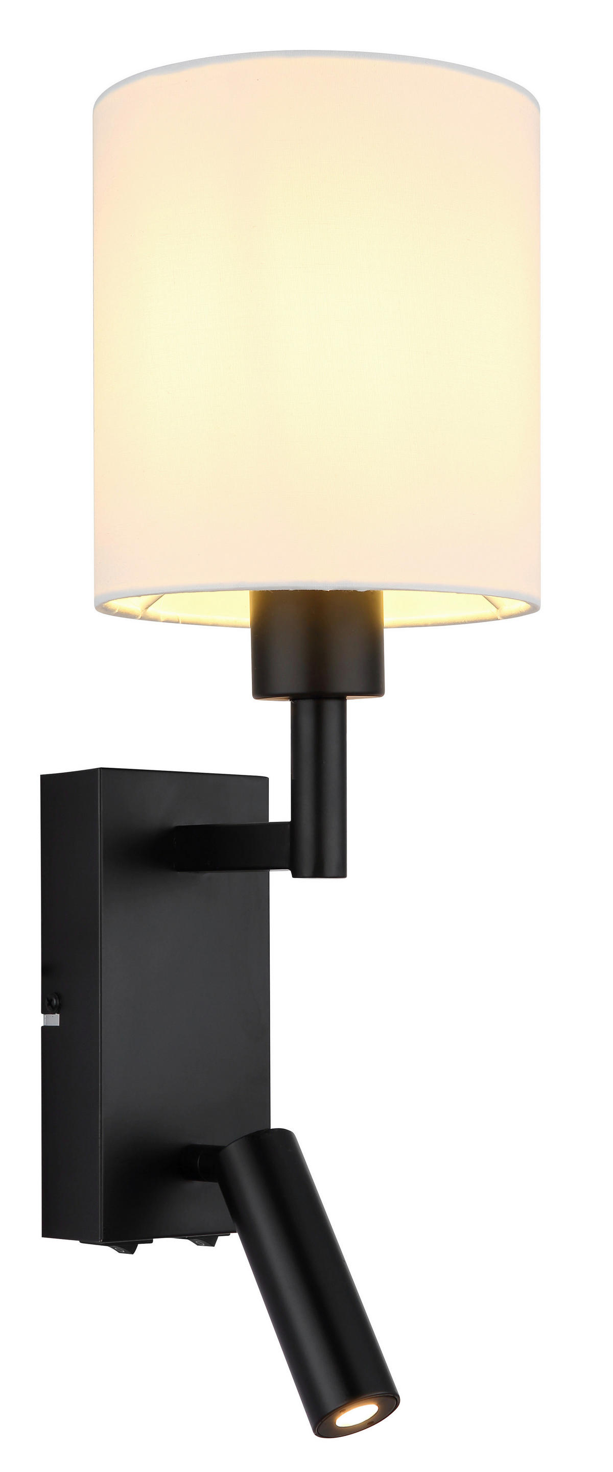 GLOBO Wandleuchte weiß schwarz Metall B/H/L: ca. 17x45,5x15 cm E27 2 Brennstellen Zamora - weiß/schwarz (15,00/17,00/45,50cm) - GLOBO