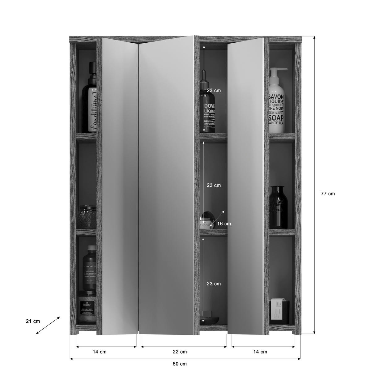 Spiegelschrank BLAKE Rauchsilber Nachbildung weiß Hochglanz B/H/T: ca. 64x77x21 cm BLAKE - weiß (64,00/77,00/21,00cm) - xonox.home