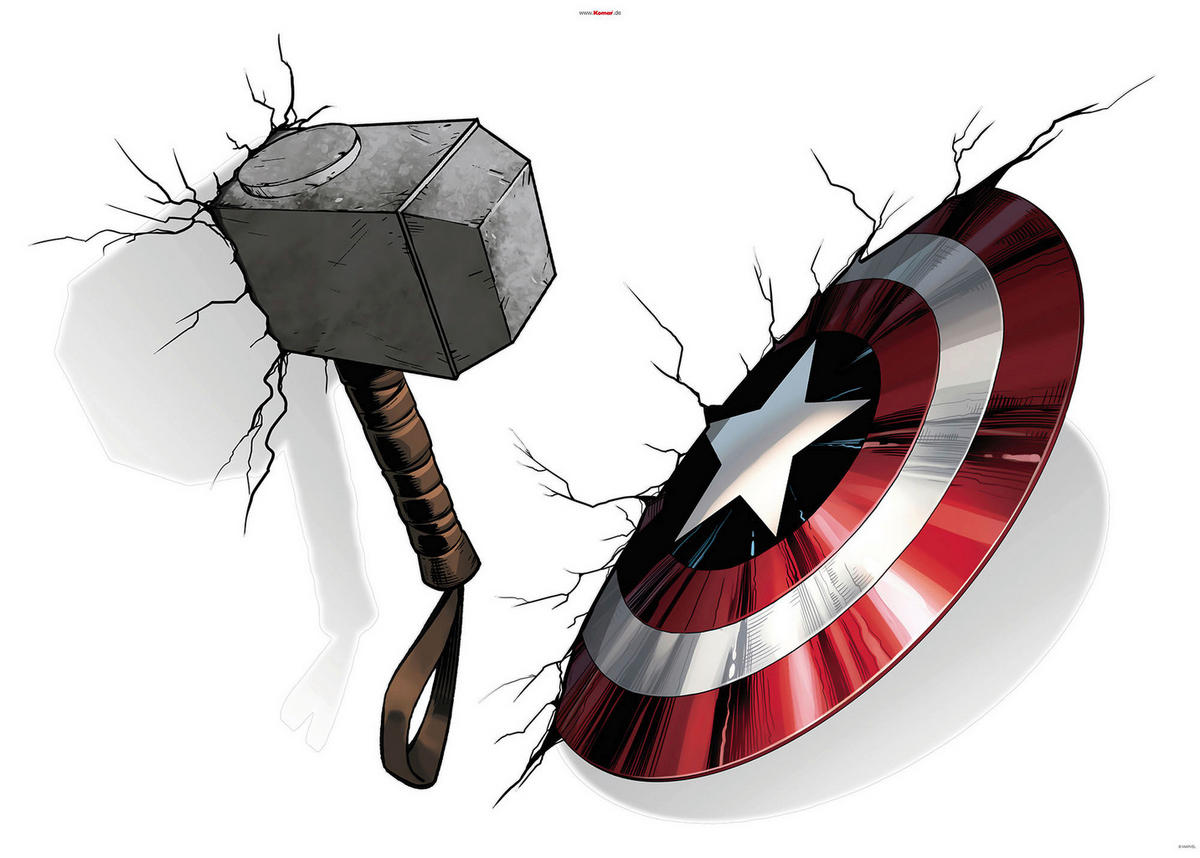 Komar Wandtattoo Avengers Hammer & Shield Disney Avengers Hammer & Shield B/L: ca. 100x70 cm Avengers Hammer & Shield - (100,00/70,00cm) - Komar