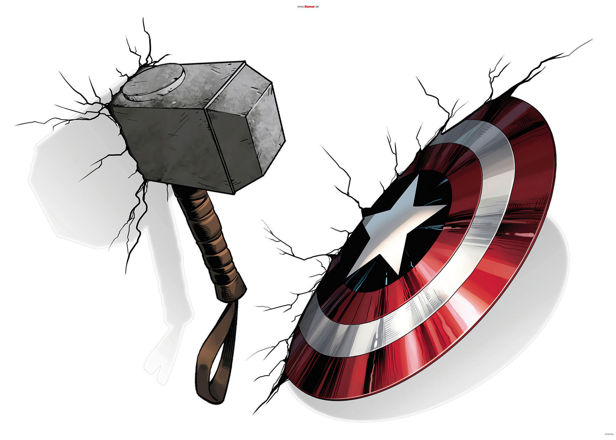 Komar Wandtattoo Avengers Hammer & Shield Disney Avengers Hammer & Shield B/L: ca. 100x70 cm