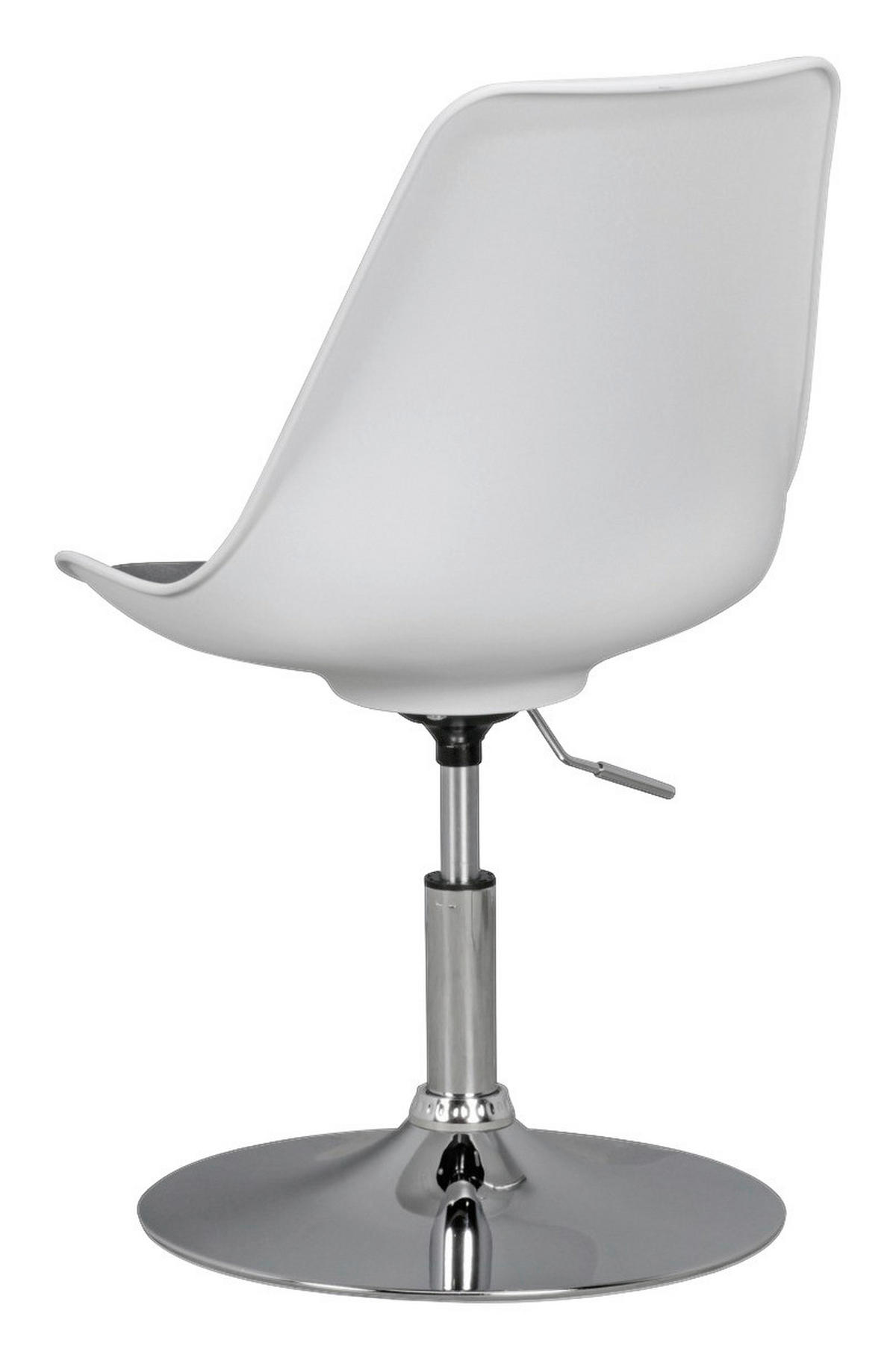 Drehstuhl weiß grau Chrom Kunststoff Stoff Metall Drehsessel - weiß/Chrom (46,00/88,00/46,00cm) - Amstyle