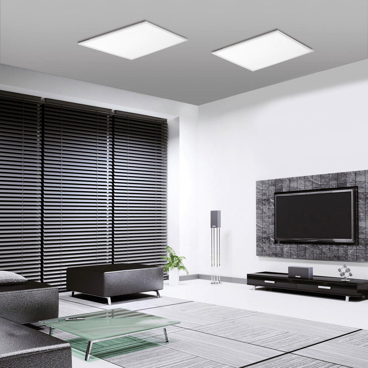 Just Light LED-Deckenpanel FLAT 14531-16 weiß Kunststoff Metall B/H/T: ca. 45x5,6x45 cm 1 Brennstellen FLAT - weiß (45,00/5,60/45,00cm) - Just Light