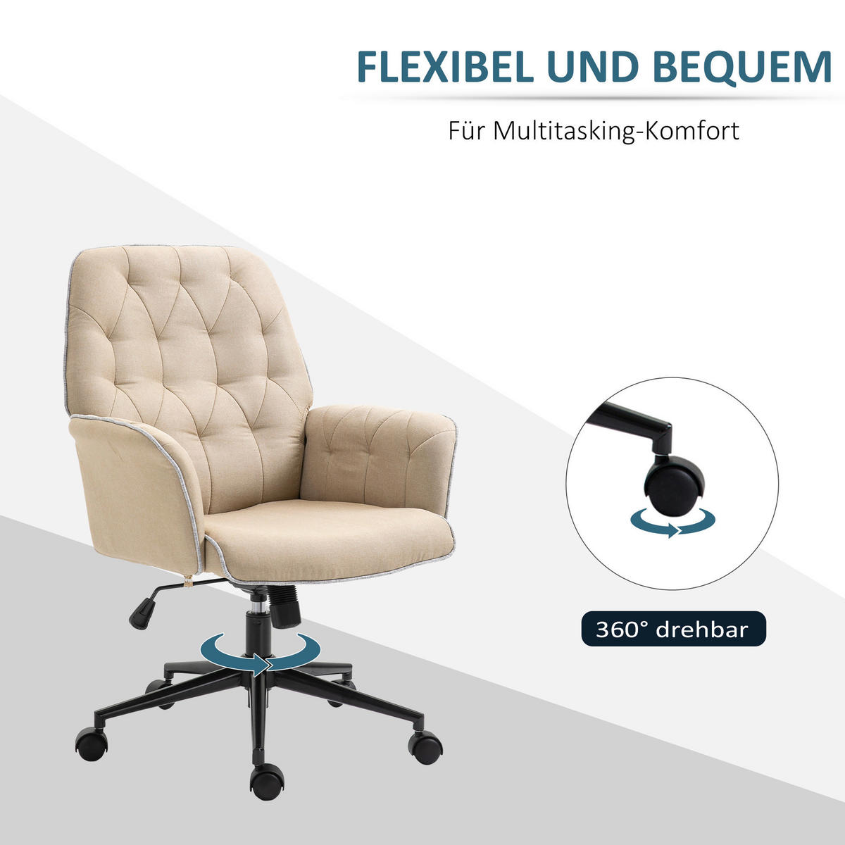 Drehstuhl 921-103BN beige 921-103BN - beige (66,00/89,50/69,00cm) - Vinsetto