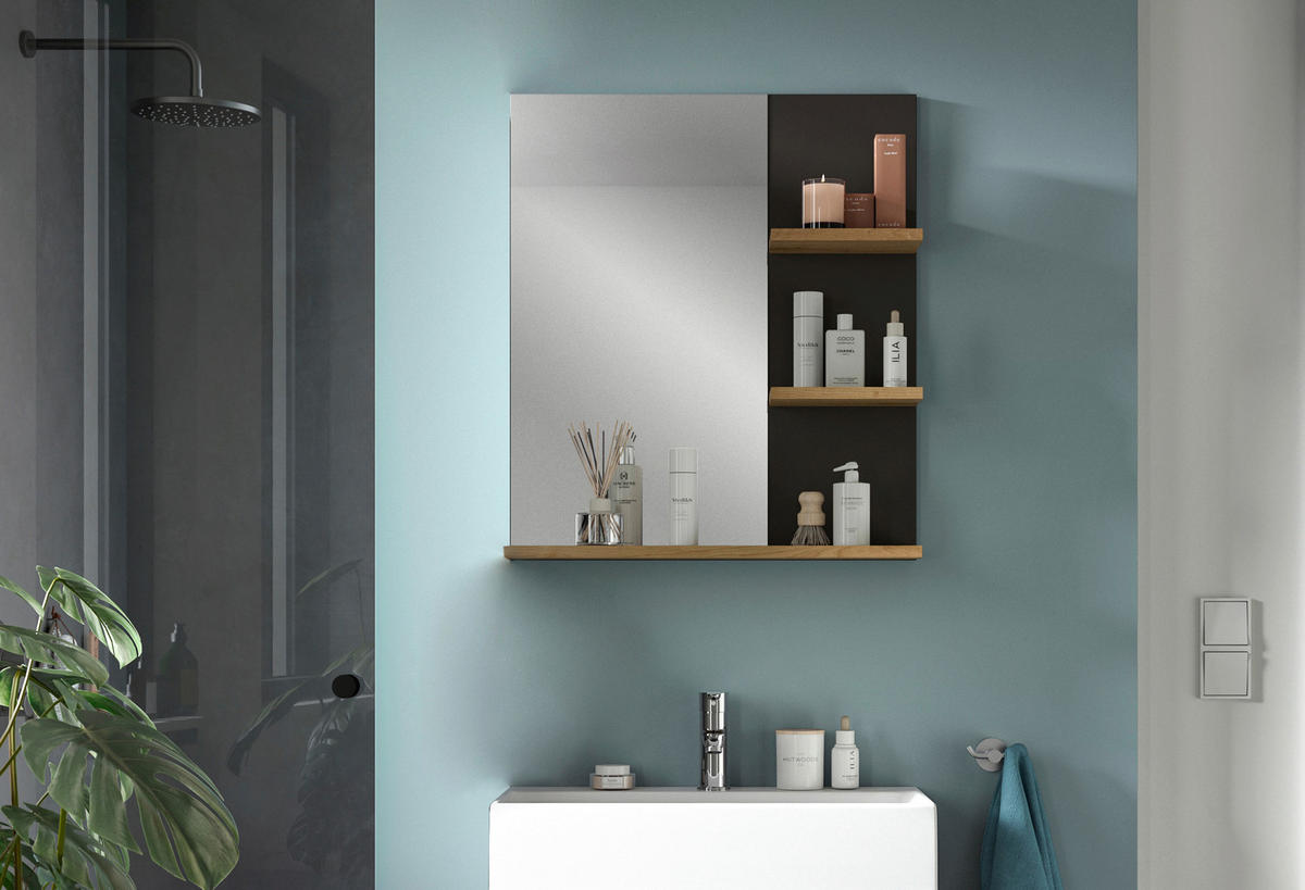Wandspiegel Canu Basalt Eiche Artisan Nachbildung B/H/T: ca. 63x73x16 cm Canu - Eiche/Basalt (63,00/73,00/16,00cm) - xonox.home