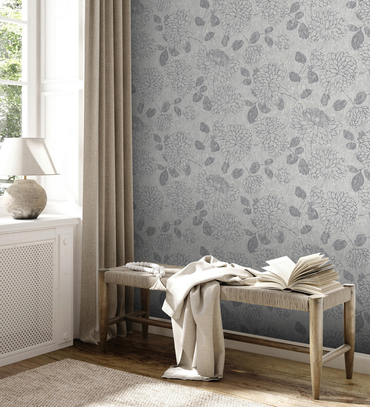 A.S.Creation Vliestapete Attractive 2 Floral hellgrau B/L: ca. 53x1005 cm Attractive 2 - hellgrau (53,00/1005,00cm) - A.S.Creation