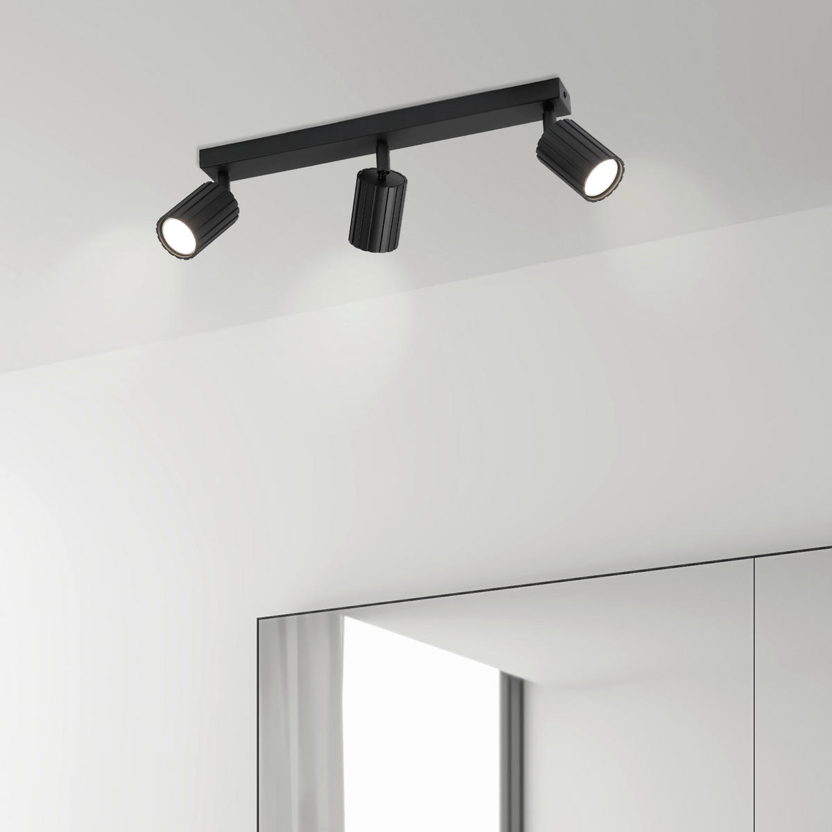 Lamkur Strahler schwarz Stahl B/H/L: ca. 6,5x16,5x45 cm 3 Brennstellen Prisma - schwarz (45,00/6,50/16,50cm) - Lamkur