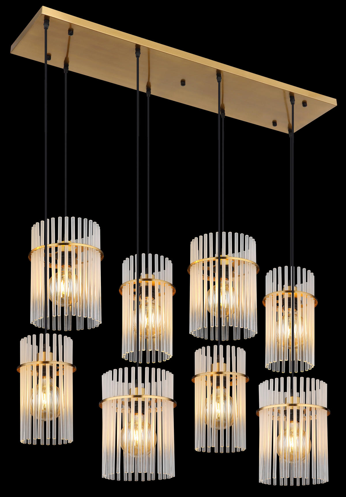 GLOBO Hängeleuchte klar Opal gold Metall Glas B/H/L: ca. 38x125x110 cm E27 8 Brennstellen GORLEY - gold/klar (110,00/38,00/125,00cm) - GLOBO