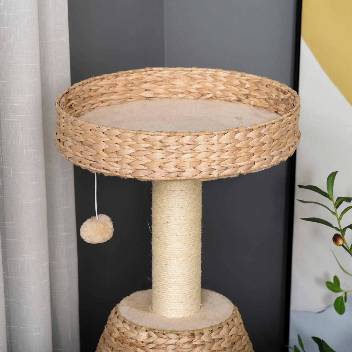 PawHut Kratzbaum gelb Edelstahl B/H/L: ca. 40x40x82,5 cm Kratzbaum - gelb (82,50/40,00/40,00cm) - PawHut