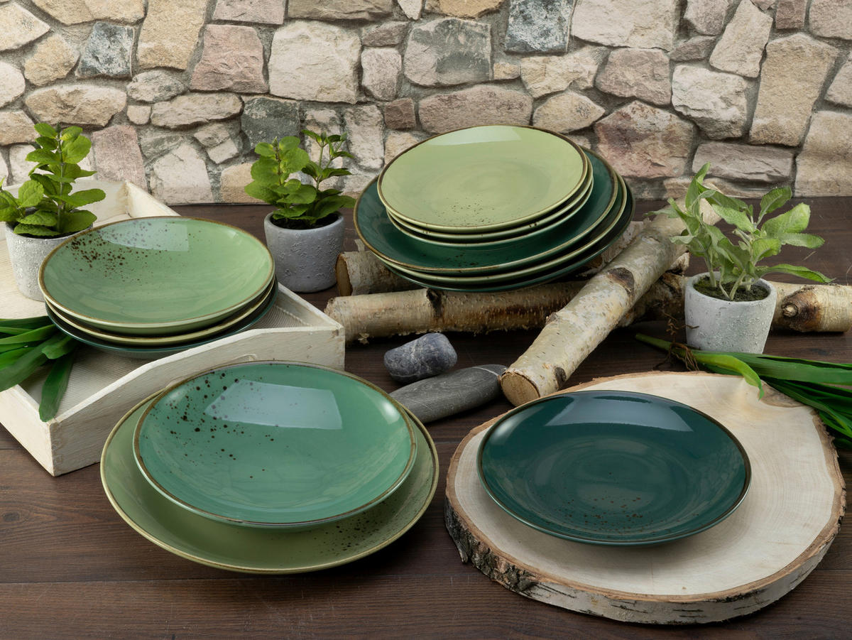 CreaTable Tafelservice Nature Collection Green Life grün Keramik Nature Collection Green Life - grün - CreaTable