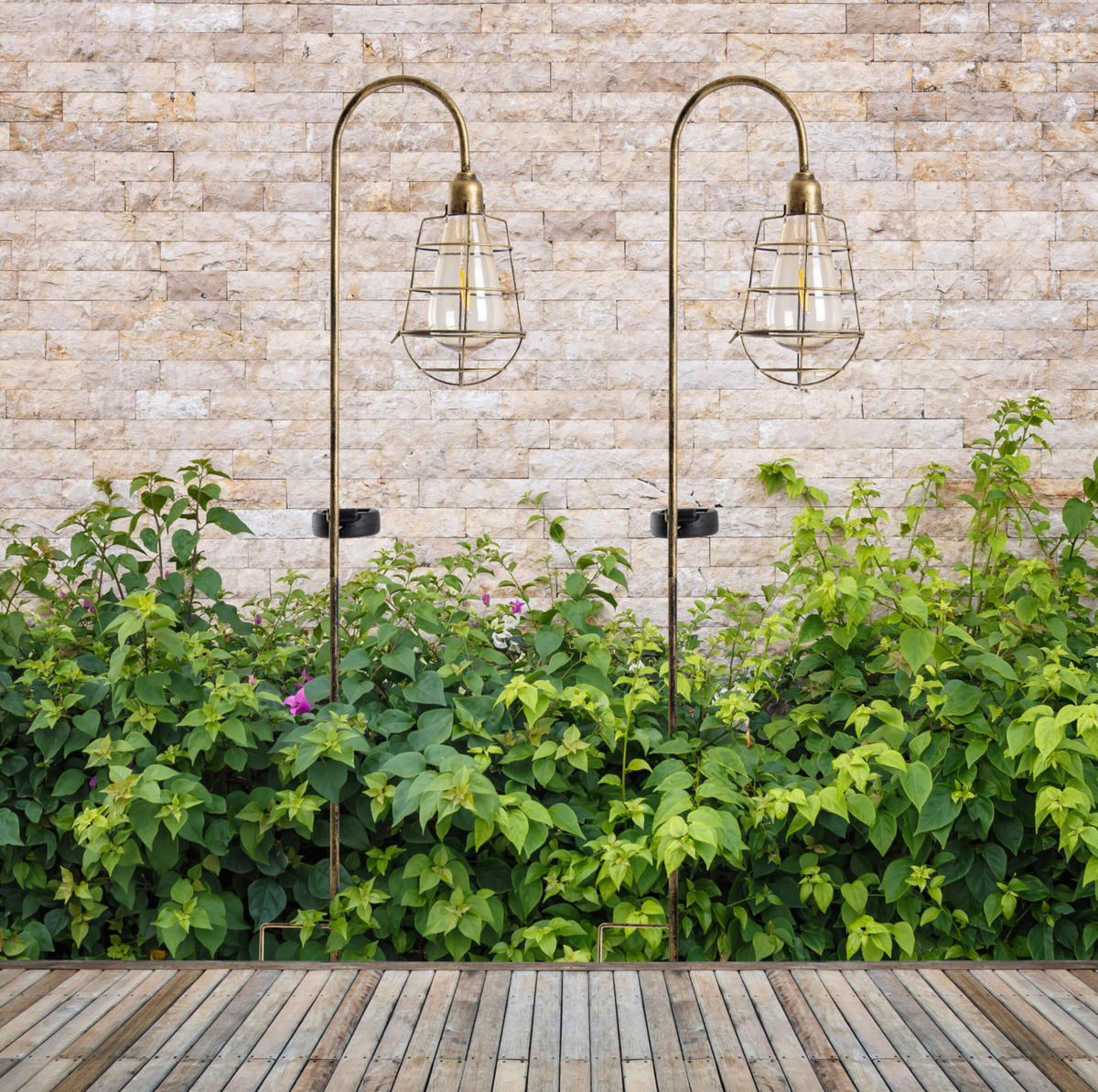 LED-Solarleuchte 4129502 messing Metall H: ca. 76,5 cm 2er-Set LED Solar-Erdspieß "GITTI" - messing (76,50cm) - Näve Leuchten