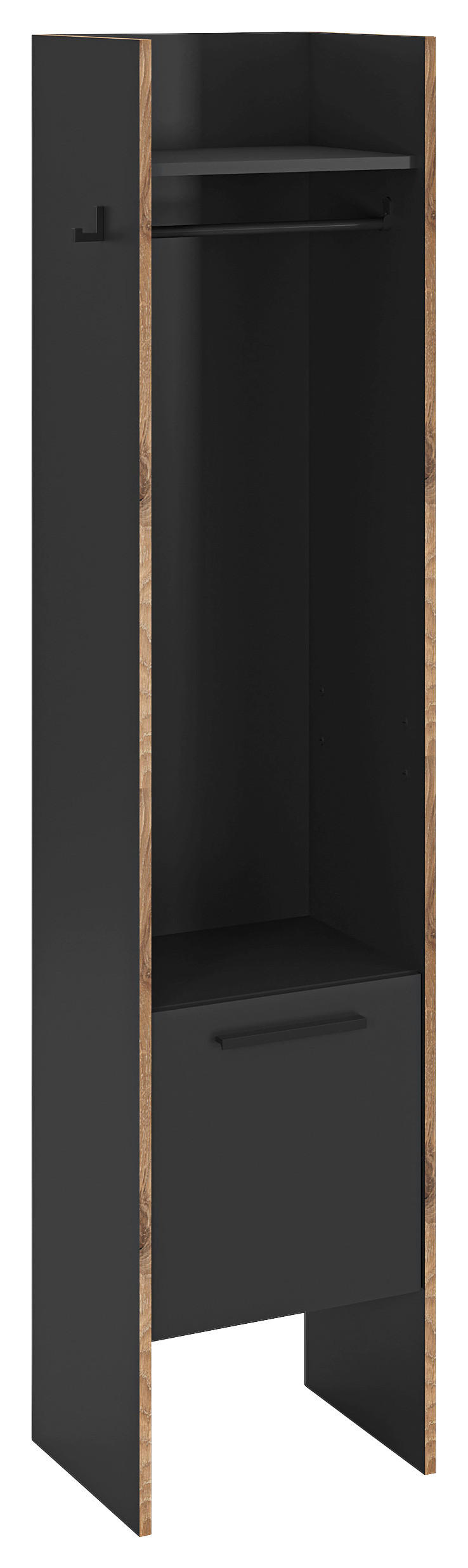 Garderobenschrank Bueno Basalt Nox Oak Nachbildung B/H/T: ca. 42x189x37 cm Bueno - Basalt (42,00/189,00/37,00cm) - xonox.home