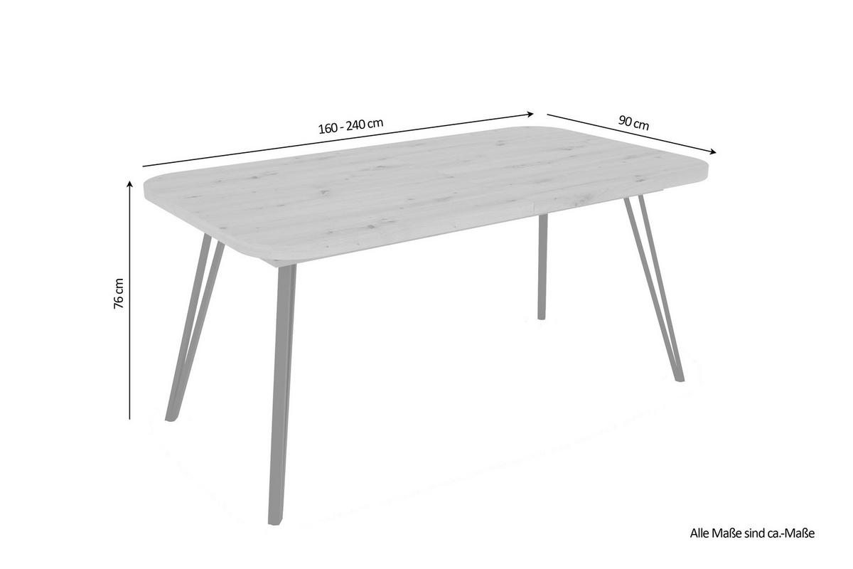Tisch LIFE Eiche Artisan Nachbildung B/H/T: ca. 160x76x90 cm LIFE - Eiche/schwarz (160,00/76,00/90,00cm) - byLIVING