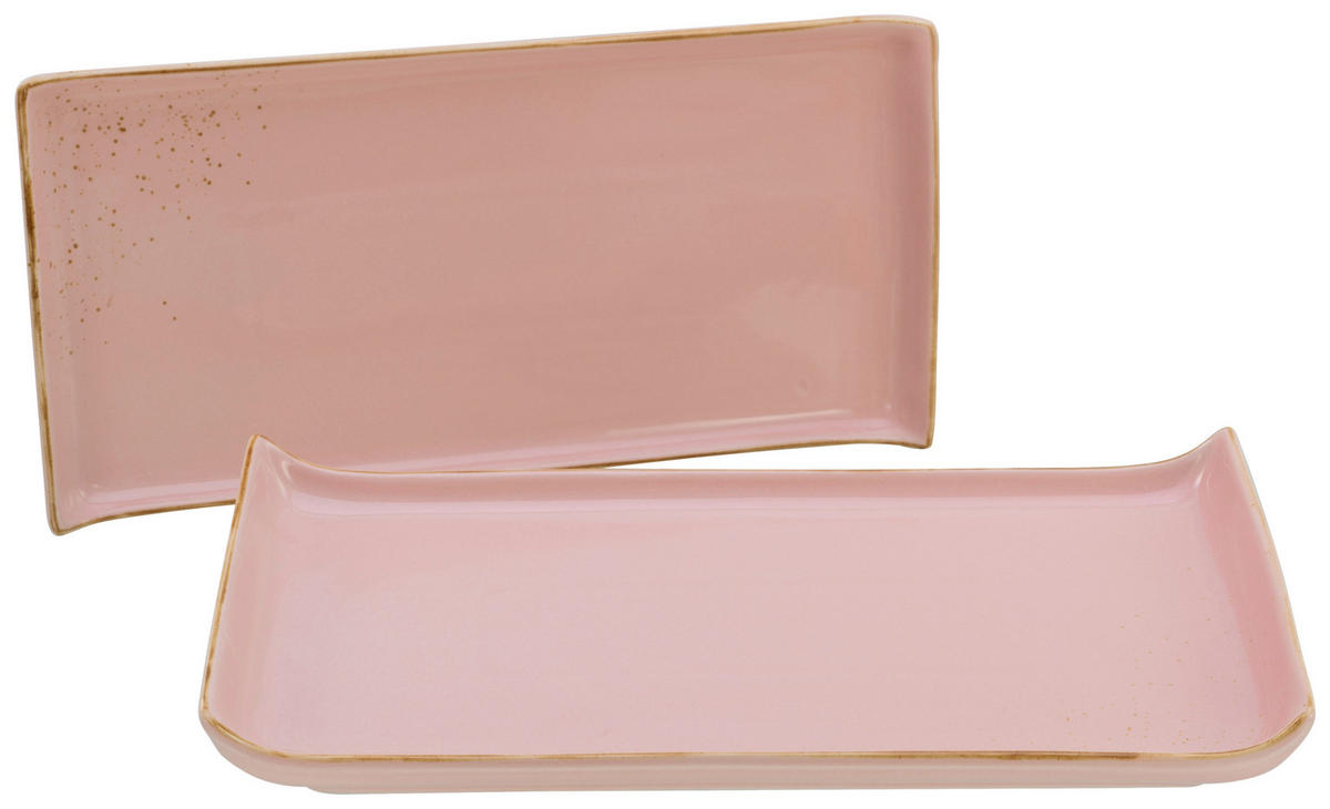 CreaTable Servierplatte NATURE COLLECTION rosa Steinzeug B/L: ca. 165x33 cm NATURE COLLECTION - rosa (165,00/33,00cm) - CreaTable