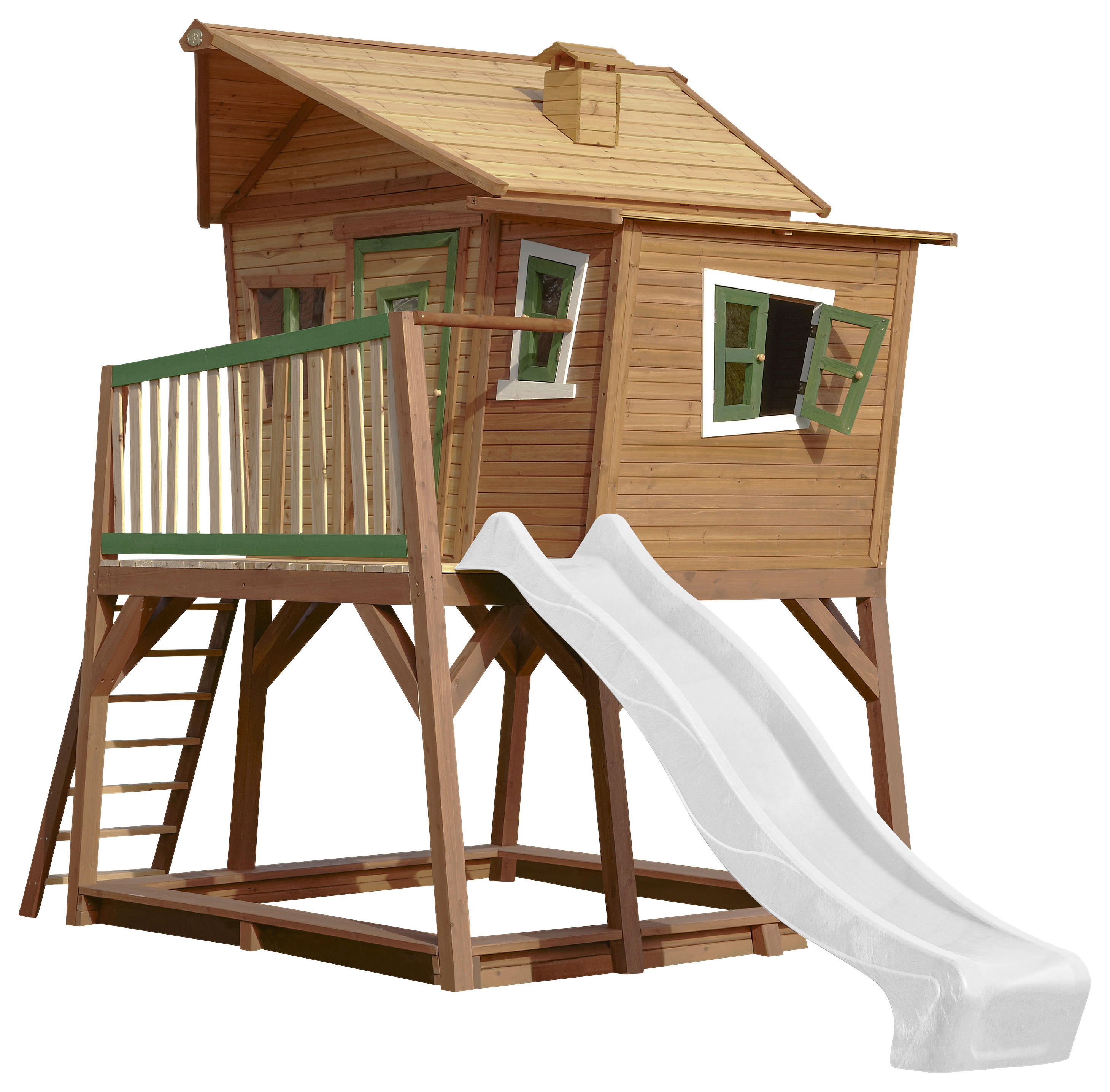 AXI Spielhaus Max braun B/H/L: ca. 432x288x193 cm Max - braun/weiß (193,00/432,00/288,00cm) - AXI