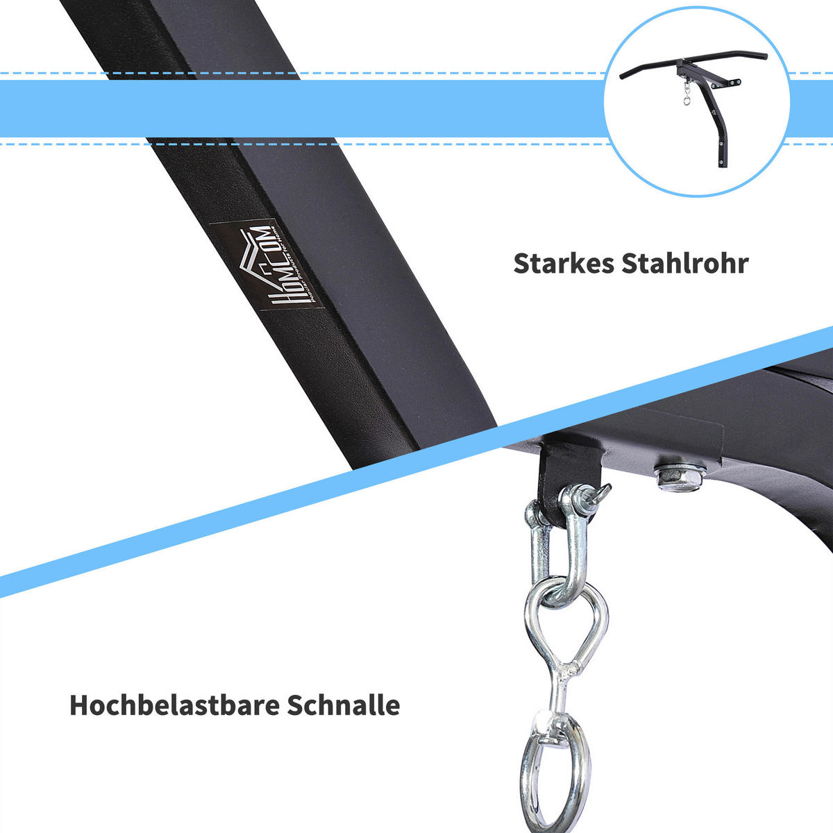 HOMCOM Fitness-Zubehör schwarz Edelstahl B/H/L: ca. 47x93x51 cm Boxsackhalterung - schwarz (51,00/47,00/93,00cm) - HOMCOM